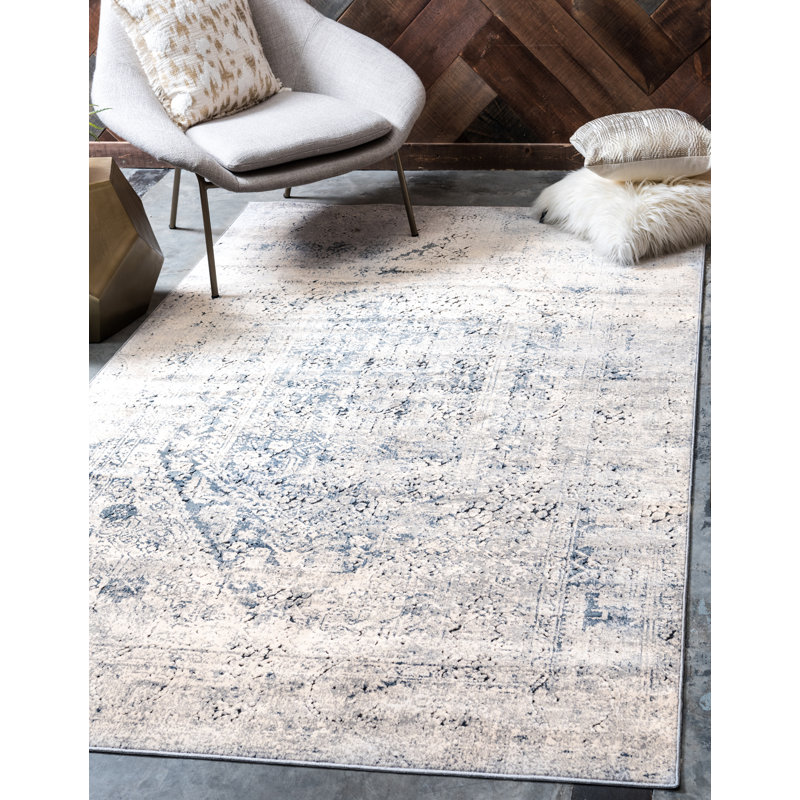 Abbeville Gray/Navy Blue Area Rug & Reviews Birch Lane